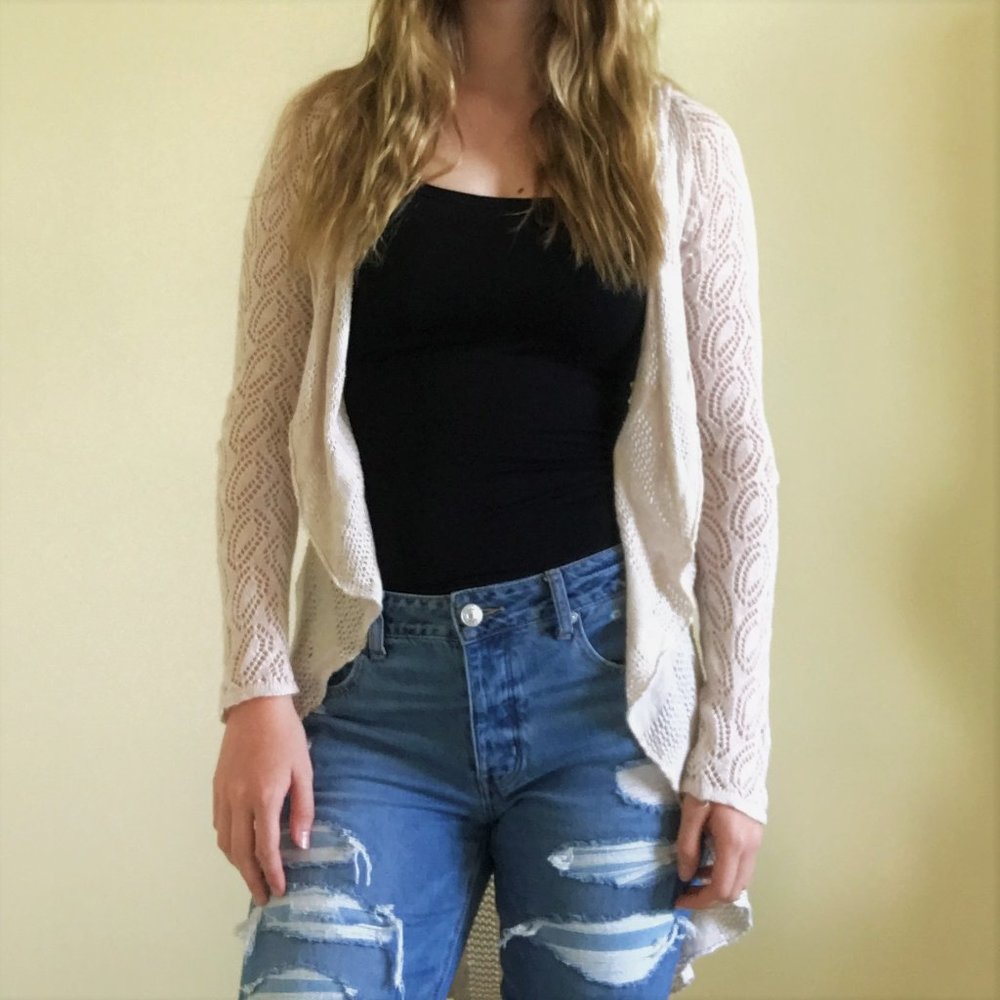 Belldini High-Low Cream Knit Sweater Cardigain
